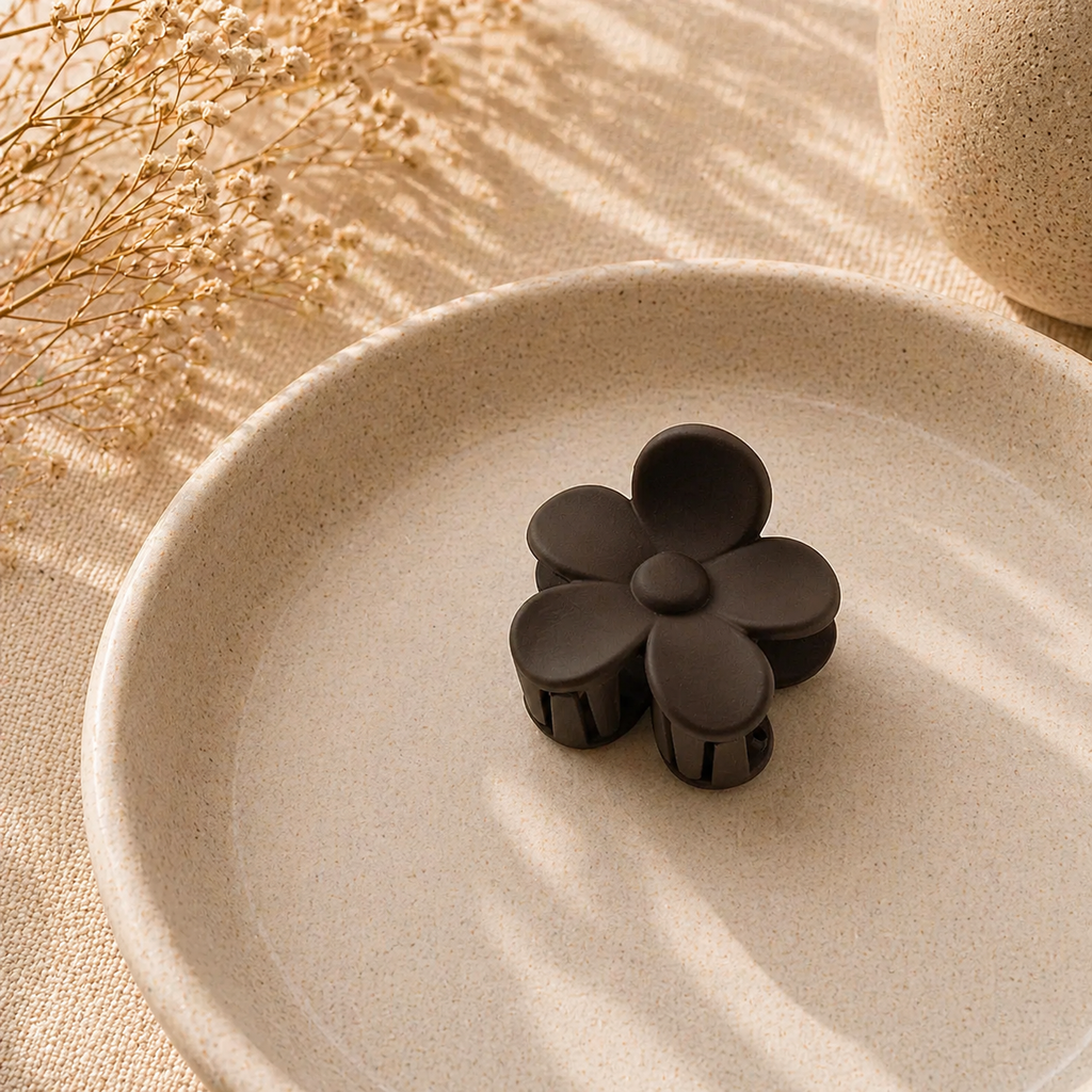 Plumeria Claw Clip Set — side profile showing the sculpted flower shape | Sujify