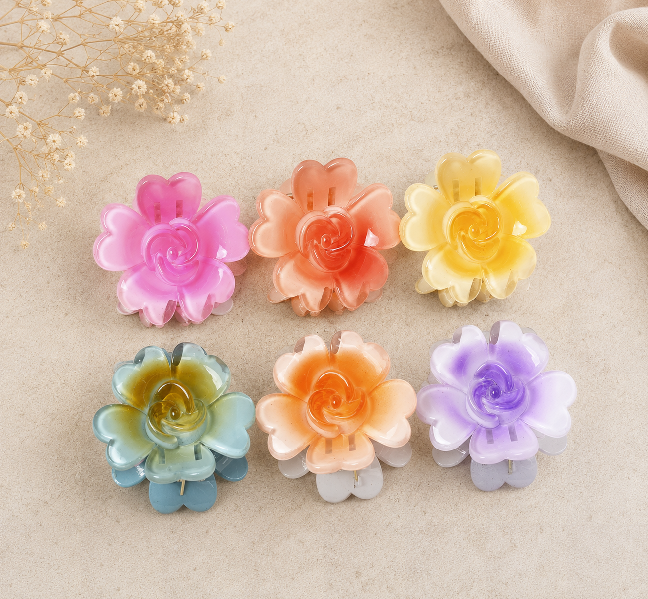 5-Pack Mixed Colours Claw Clip Bundle - Sujify