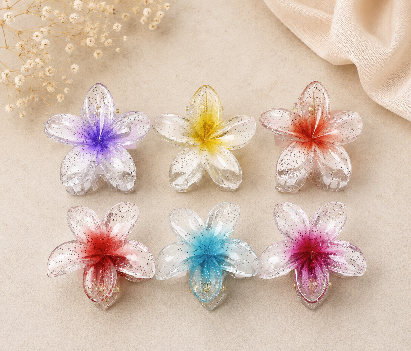 5-Pack Mixed Colours Claw Clip Bundle - Sujify