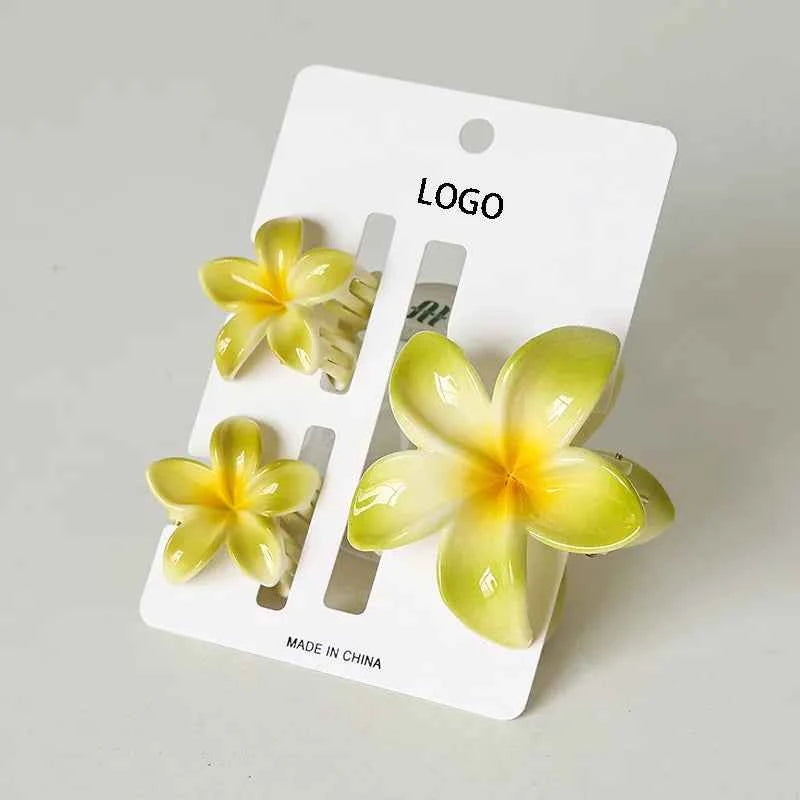 Plumeria Flower Claw Clip Set