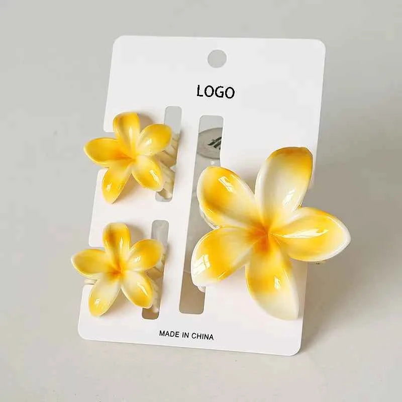 Plumeria Flower Claw Clip Set
