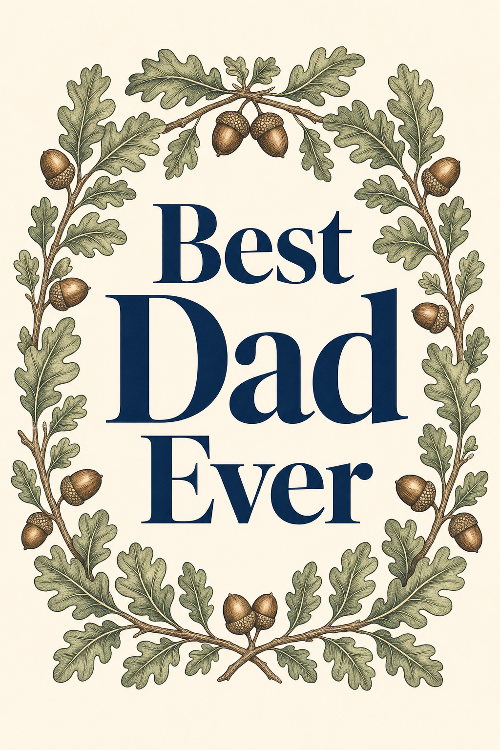 Best Dad Ever Father's Day Card - Personalised Oak Wreath Design | Handmade UK