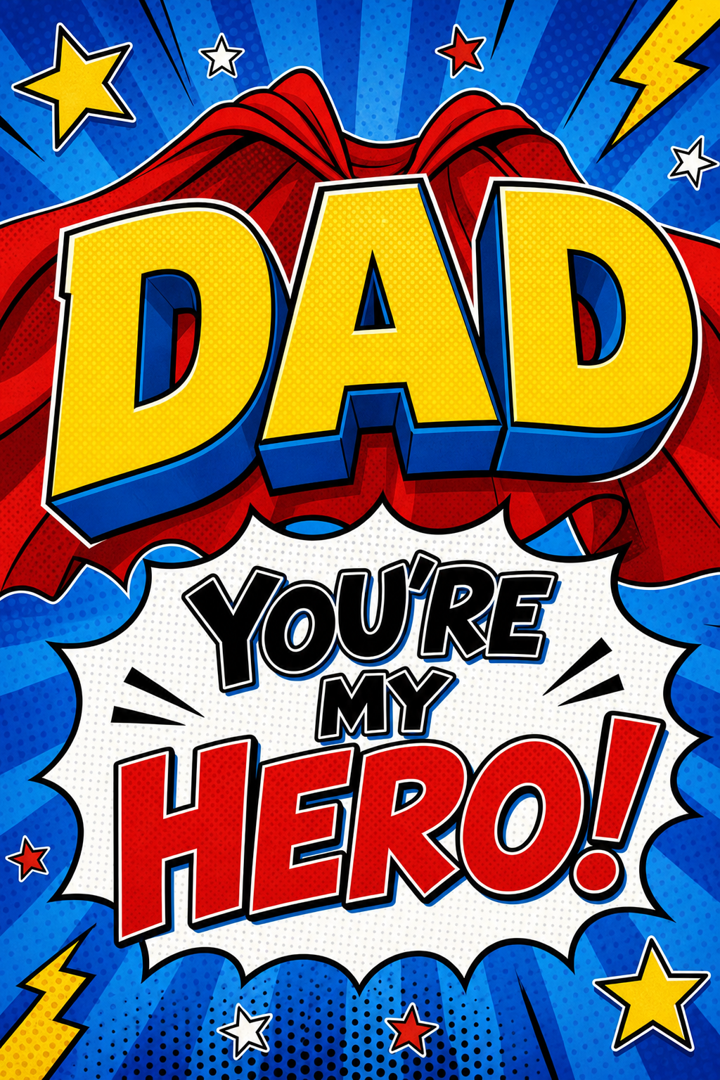 Dad You're My Hero Father's Day Card - Superhero Theme | Personalised UK
